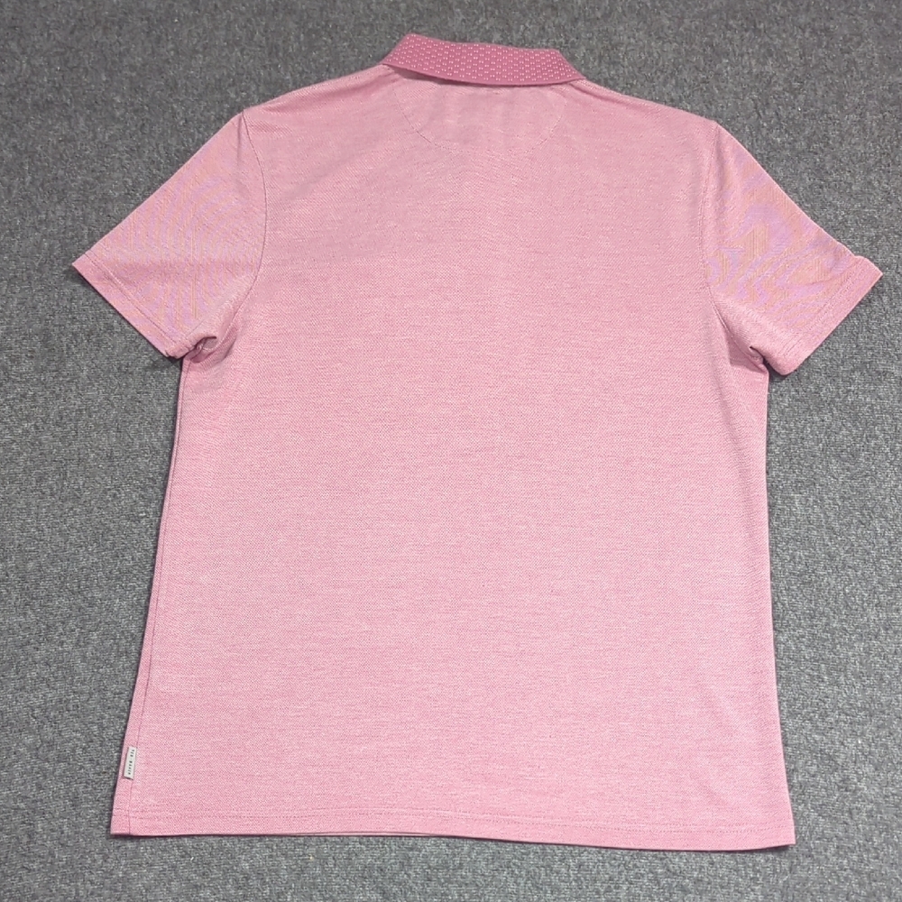 Ted Baker Light Pink Polo Shirt with Patterned Collar - Picture 7 of 15